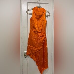 Elliatt Strapless Satin-Effect Orange Gown